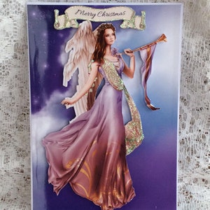 Biglietto angelo di Natale, biglietto di Natale angelico, biglietto di benedizione, benedizioni natalizie, biglietto religioso, formato A5, biglietto decoupage