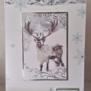 Handmade Stylish Christmas Card,  Happy Holidays, Christmas Greetings, Deer Card, Stylish Christmas Card, Festive Scene card