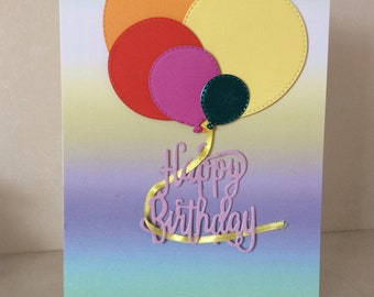 Happy Birthday card, Balloon card, card for little one, Birthday Greetings, Birthday card for child, Happy Birthday,, Childs Birthday card