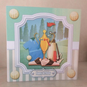 Luxus Golf Geburtstagskarte, lustige Karte, handgemachte Karte, Karte für ihn, alles Gute zum Geburtstag, männliche Geburtstagskarte, Größe 18 x 18 cm