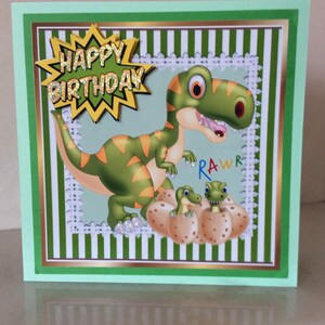 Cartão de aniversário de dinossauro rugindo, cartão infantil, cartão de dinossauro, aniversário de pequenos, diversão de aniversário, cartão para ele, cartão para ela, feliz aniversário