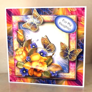 Card for Daughters Birthday, Dancing Butterfly Birthday card,  Card for her, Beautiful Dazzling Butterfly Card, Special Daughter,