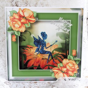 Fairy  Birthday Card, Handmade Luxury card, Magical Birthday Card, , Ladies Card, Special Card, Young Persons Card, size 8 x 8 card