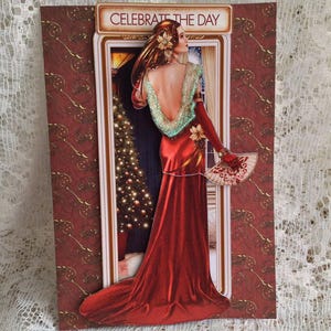 Art Deco Lady Stylowa kartka świąteczna, kartka dla niej, Wesołych Świąt, kartka świąteczna, kartka świąteczna, kartka świąteczna, mała kartka