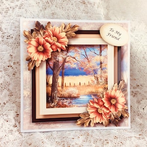Cartão de aniversário feminino, cartão elegante, cartão de luxo, cartão especial, cartão floral, cartão grande, tamanho 8 x 8 polegadas, para meu amigo, etiquetas de presente grátis