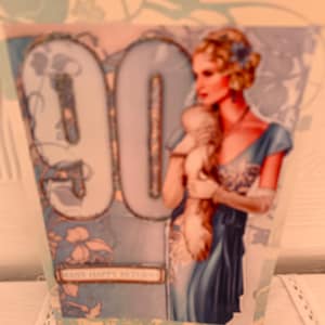 Stylish 90th Birthday card in Art Deco Style ,Milestone 90th Birthday card, 90th Birthday Card, Special 90 Celebration Card,  patterned card