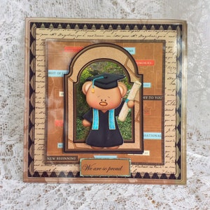 Tarjeta de graduación divertida, tarjeta de felicitación, tarjeta al salir de la escuela, tarjeta al salir de la universidad, tarjeta de salida del estudiante, tarjeta del oso de graduación
