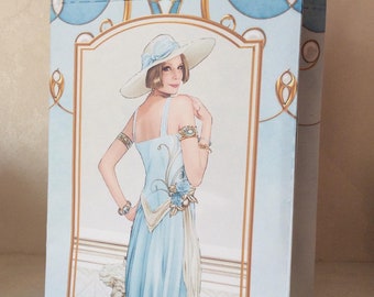 handmade bespoke Art Deco small gift bag, Wedding favour bag, Keepsake bag, Birthday Gift bag, Treat Bag, Gift Bag for Ladies