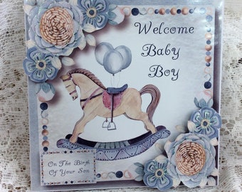 card for the arrival of new Baby Boy  card for new Son ,baby arrival card, welcome baby boy, on the birth of new baby Boy