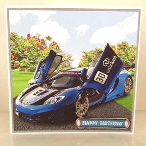 Carte d’anniversaire de l’homme faite à la main, carte de voiture de sport, carte de voiture, carte pour père, carte pour grand-père, carte pour mari, carte pour frère,