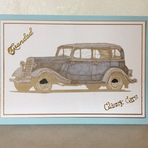 Happy Fathers Day, kaart voor vader, kaart voor opa, kaart voor papa, vaderdagkaart, vintage autokaart