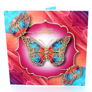 Carte de fête des mères de luxe faite main, carte pour elle, belle carte papillon éblouissante, carte pour mère, carte de luxe, carte pour maman, carte pour grand-mère
