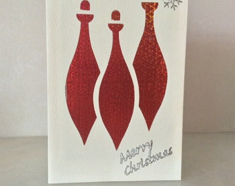 Handmade Christmas Baubles Card: Traditional Holiday Card (4x6 inch)