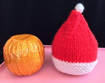 Knitted Santa Hat Chocolate Orange Cover, Christmas Stocking Filler