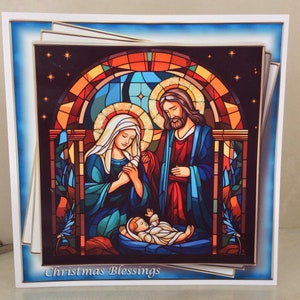 ręcznie robiona kartka na szopkę, kartka świąteczna, kartka religijna, ręcznie robiona kartka, kartka z kopertami, wysokiej jakości kartka, duży rozmiar 8 x 8 cali