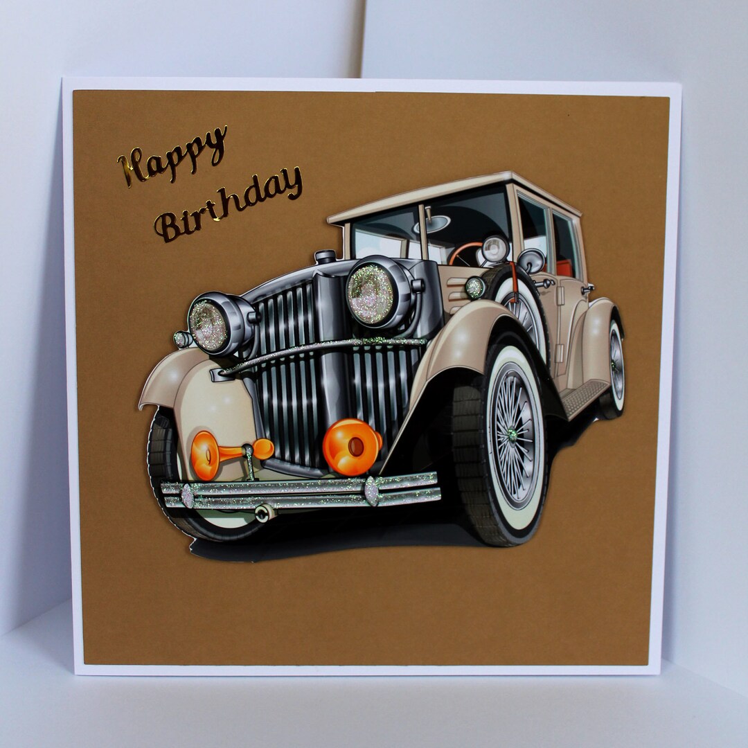Vintage Car Birthday Card Mans Birthday Card Card for Etsy