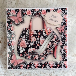 Taschen- und Schuhliebhaber Geburtstagskarte, einzigartige Karte, stilvolle Karte,