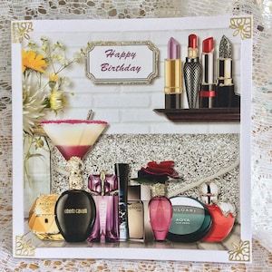 Carte d’anniversaire de dame aimante cosmétique, carte de mode, carte pour dame, carte pour adolescent Carte d’anniversaire spéciale