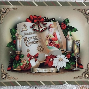 Tarjeta pequeña para Navidad, Tarjeta de libro de Navidad, Feliz Navidad, , Tarjeta de Navidad vintage, tarjeta nostálgica, Alegría de Navidad