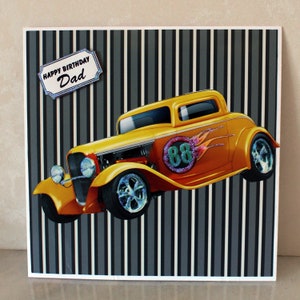 Leuke kaart voor vintage autoliefhebber, kaart voor papa, gelukkige verjaardag papa, luxe kaart, handgemaakte kaart, manskaart, autokaart, verjaardagsgroeten,