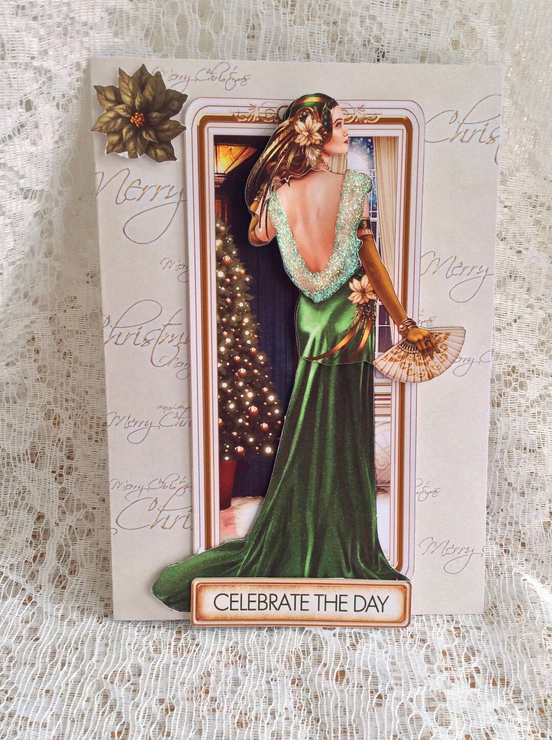 Art Deco Couple Card Ready for Their Festive Dance, Happy Christmas ...