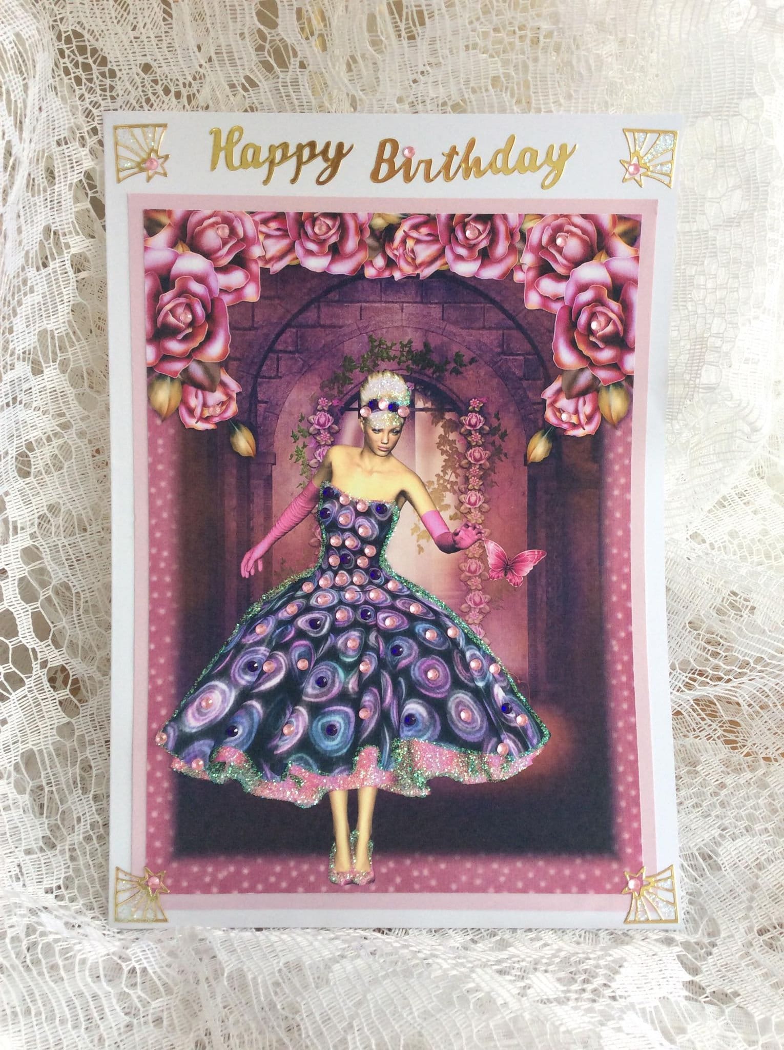 Biglietto Di Compleanno Glitterato Per Lei, Design Elegante