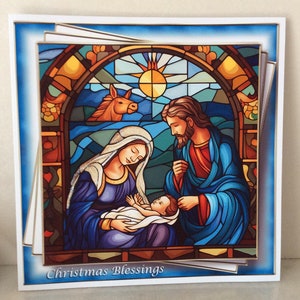 handgemachte Krippenkarte, Weihnachtskarte, religiöse Karte, handgemachte Karte, Karte mit Umschlägen, hochwertige Karte, großes Format 8 x 8 inch