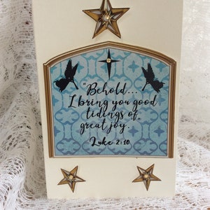 Piccola cartolina di Natale, carta sentimentale religiosa, carta fatta a mano, carta religiosa, carta versetto, benedizioni natalizie, pensieri natalizi,