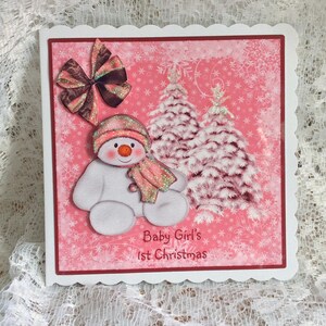 Première carte de Noël de bébé fille, Lors de votre premier Noël, Style découplé, Jolie carte, Taille 7 x 7