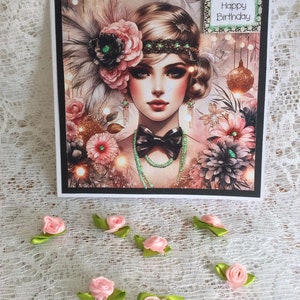 Een stijlvolle damesverjaardagskaart, mooie kaart, stijlvolle dame, kaart formaat 6 x 6 inch, prachtige kaart, dameskaart, kaart voor stijlvolle dame