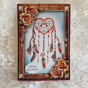 Dream Catcher Card, Peace Card, Blank card, Handmade card, Birthday Greetings card, Modern design Card, Thinking of you card