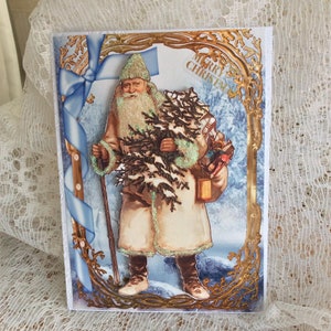 Biglietto Babbo Natale vintage, Biglietto per Natale, Babbo Natale vintage, Con amore a Natale, biglietto di auguri felici, Dimensioni 7 x 5, Biglietto in rilievo