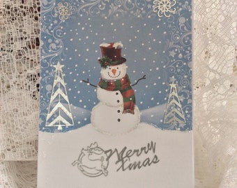 Handmade Snowman Christmas Card: Traditional Holiday Scene (6x4 inches)