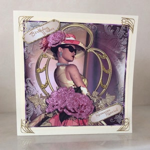 Beautiful birthday Card for a stylish lady, Card for her, Birthday Greetings,  Purple tone card