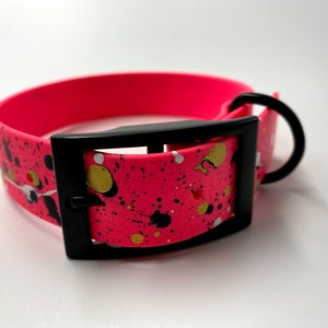 Handmade Adjustable Dog Collar | 1&quot; Wide Biothane Waterproof Buckle Collar | Custom Colors & Sizes | Neon Pink Collar