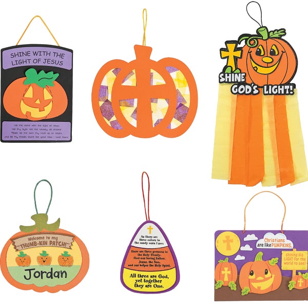 Halloween Christian Religious Hanging Sign Craft Kits Set - 6 Kits - Children's Activities for Classroom Homeschooling Supplies DIY Decor