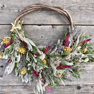 Eucalyptus and Pinks Wreath, available in 4 sizes, all organic