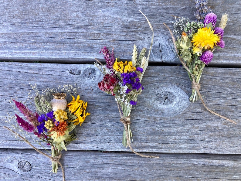 Mini Bouquet Sets/ Present Toppers/Wedding Favors, real dried flowers and herbs, party favors image 10