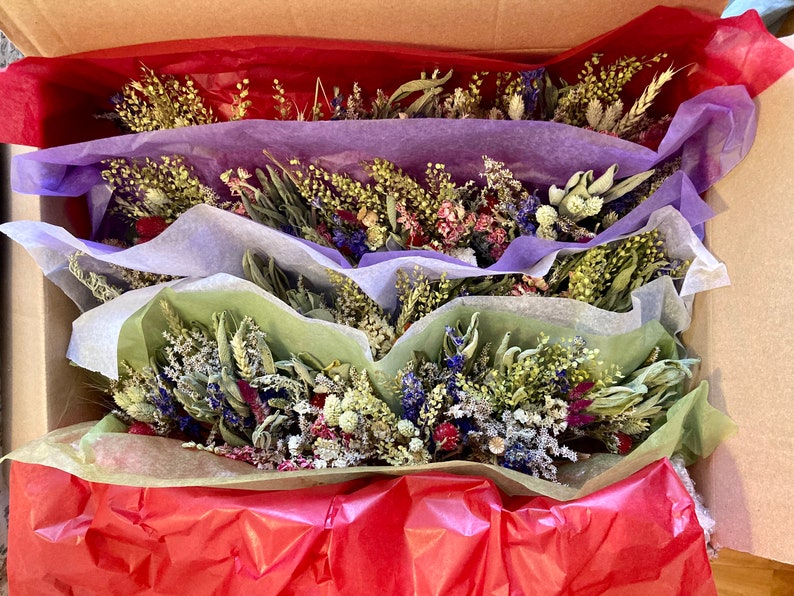 Mini Bouquet Sets/ Present Toppers/Wedding Favors, real dried flowers and herbs, party favors image 7