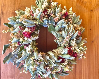 Sage and Roses Wreath, Organic, 4 sizes available