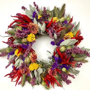 Chili and Sage Wreath, All Seasons Wreath, 4 sizes available, all organic