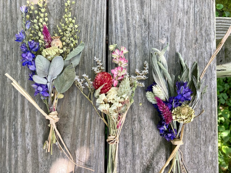 Mini Bouquet Sets/ Present Toppers/Wedding Favors, real dried flowers and herbs, party favors image 9
