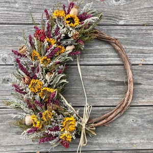 Sunflower Grapevine Wreath, 15 inch