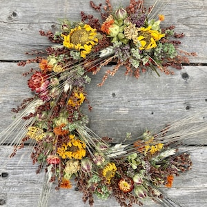 12&quot; Crescent wreath, harvest celebration, fall and Halloween decor