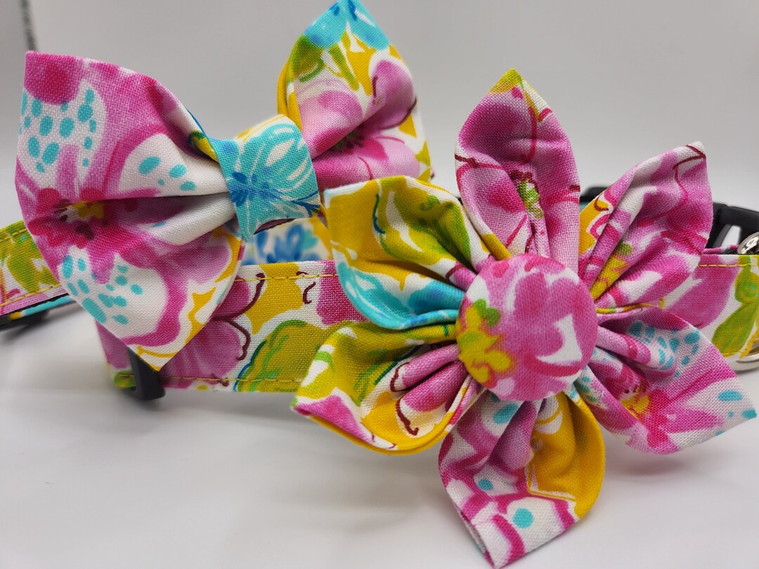 Handmade Dog Collar With Bow Tie or Flower. Beautiful Floral. Etsy