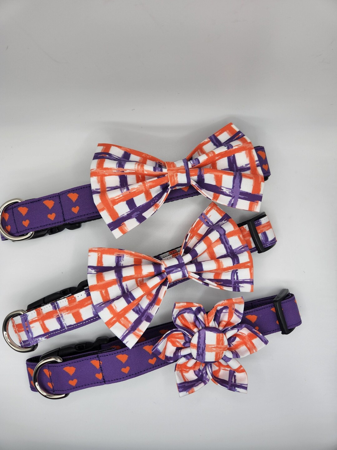 Handmade Dog Collar With Bow Tie or Flower. Clemson Tigers. Etsy
