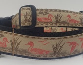 Handmade Duck Collar. Bombay Collar. Red and Tan Jacquard Ribbon. For XL Dogs. 1.5 quot Wide. Hunting Dog. Boykin, Pointers and Labs