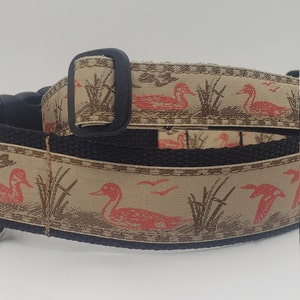Handmade Duck Collar. Bombay Collar. Red and Tan Jacquard Ribbon. For XL Dogs. 1.5&quot;Wide. Hunting Dog. Boykin, Pointers and Labs