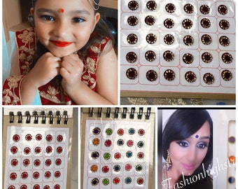 Bindi book, sticker book. 120 assorted plain & coloured stone bindis. Indian/Pakistani body jewellery stickers. Face sticker ttattoos