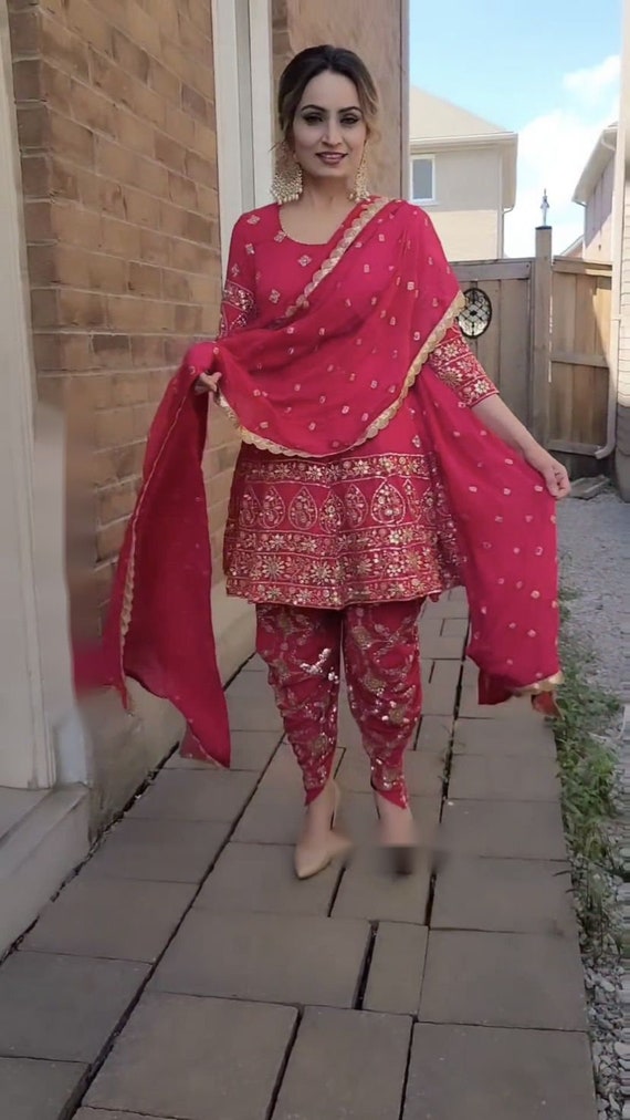 Exclusive Pink Eid Collection Designer Kurta Sharara Set Ready to